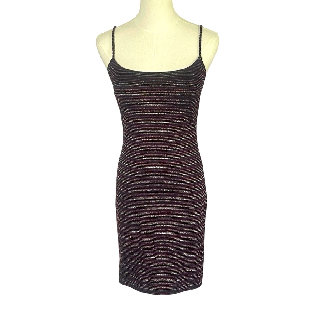 Womens Sparkly Metallic Bodycon Mini Dress for NYE Going Out Party Club Size M